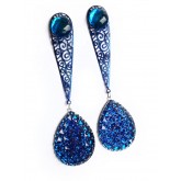 Long Deep Blue Earrings, 